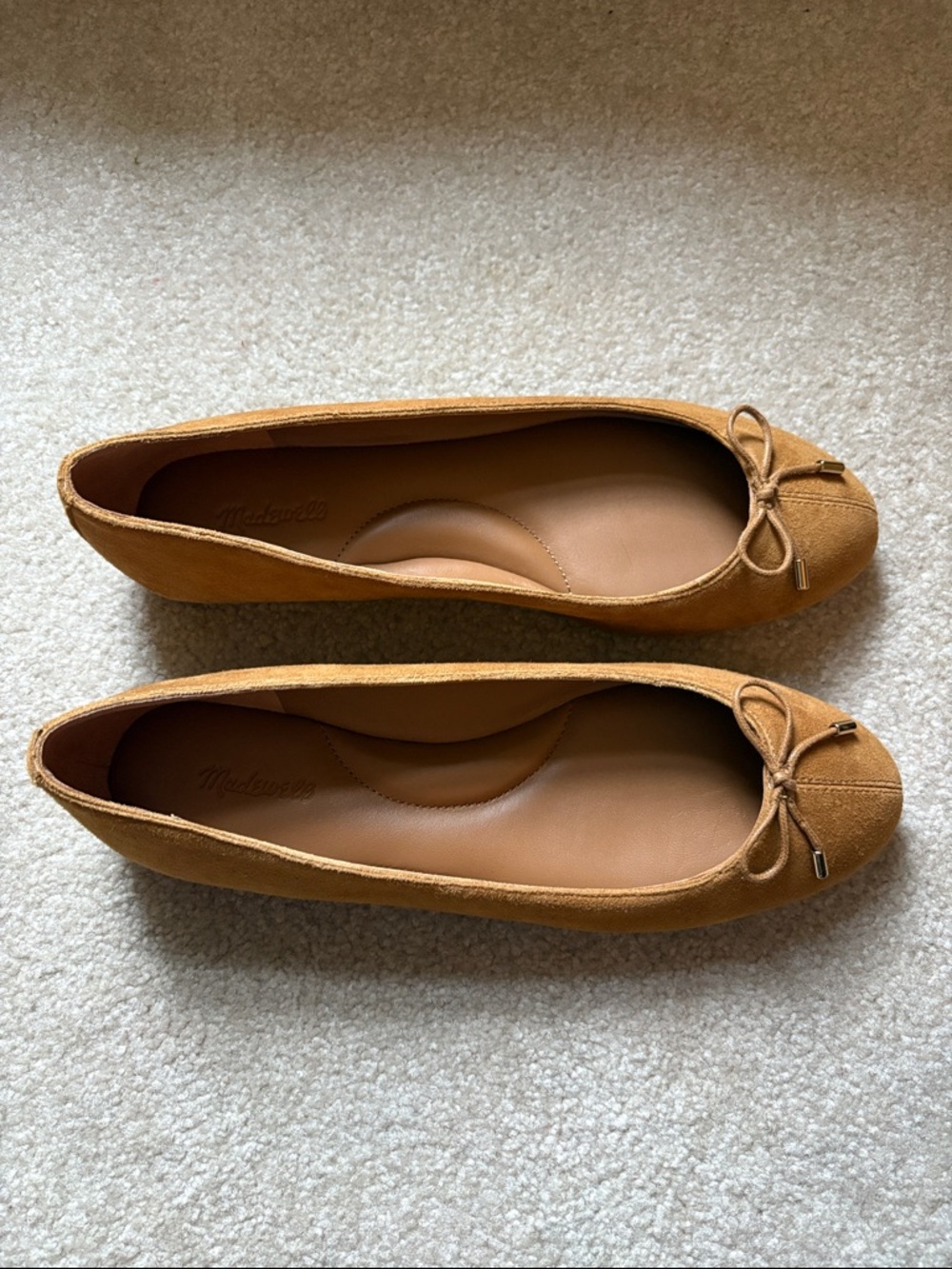 Madewell Tan Suede Bow Ballet Flats